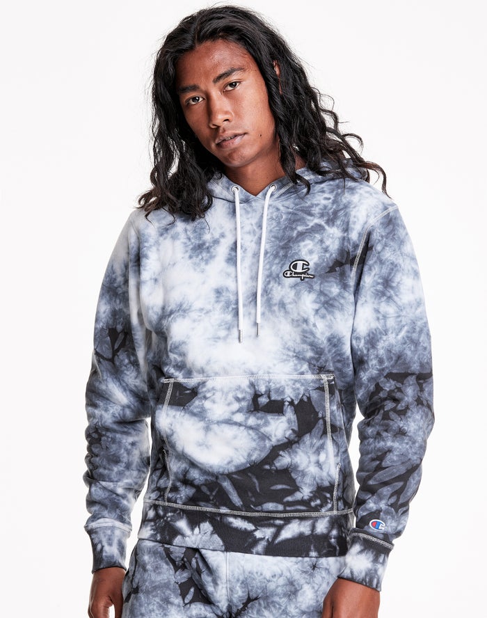 Champion Galaxy Dye Embroidered C & Script Applique - Miesten Valkoinen/Mustat Huppari - Suomi 04718